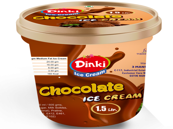 Chocolate Ice Cream 1.5L Packaging Container Design
